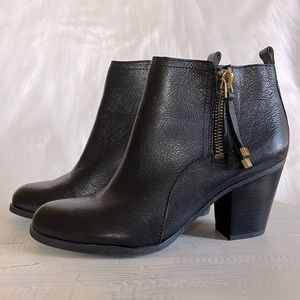 Franco Sarto Diana Leather Black Boots Size 8.5M